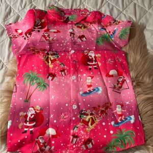 Festive Pink Santa Kids Shirt